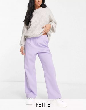 Сиреневые брюки Petite прямого кроя с напуском для папы - LILAC Miss Selfridge. Цвет: фиолетовый