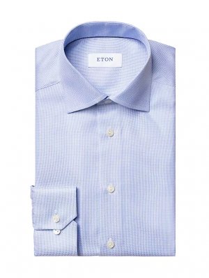 Классическая рубашка современного кроя с узором «гусиные лапки» , синий Eton