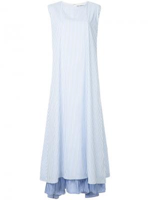 Полосатое расклешенное платье N Duo. Цвет: синий