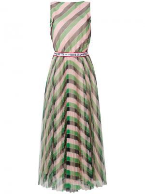 Расклешенное платье с полосатым узором Vivetta. Цвет: зелёный