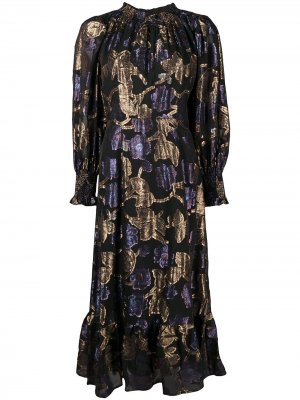 Жаккардовое платье с цветочным узором Sea. Цвет: черный
