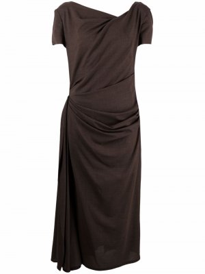 Платье с драпировкой Talbot Runhof. Цвет: коричневый