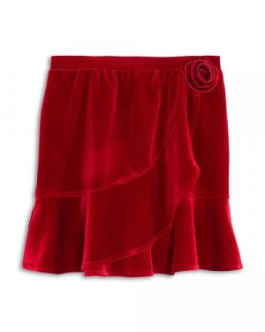 Бархатная юбка с розеткой для девочек, больших детей , цвет Red AQUA