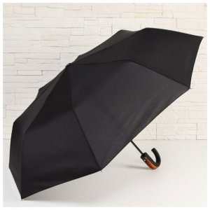 Мини-зонт Сима-ленд, полуавтомат, 3 сложения, 8 спиц, черный Queen fair. Цвет: черный