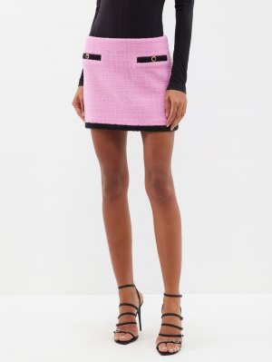 Мини-юбка из твида и букле с контрастной окантовкой , розовый Alessandra Rich