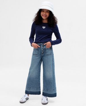 Однотонные джинсы для девочек с застежкой на пуговицы Gap, синий GAP