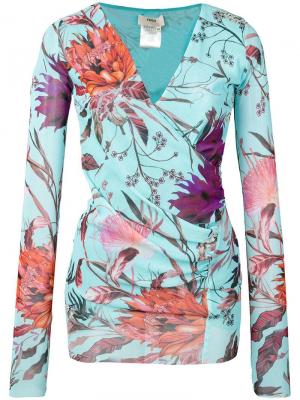 Блузка с цветочным принтом Fuzzi. Цвет: синий