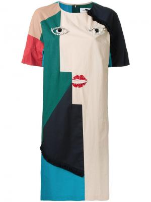 Платье-футболка с абстрактным принтом Muveil. Цвет: многоцветный