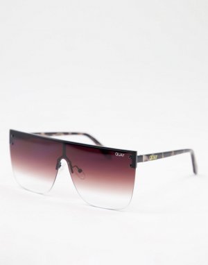 Женские солнцезащитные очки с черепаховой оправой, плоским верхом и градиентными стеклами Quay Blocked-Коричневый цвет Australia