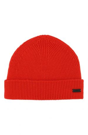 Шерстяная шапка фактурной вязки Ami. Цвет: красный