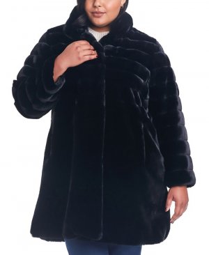 Женское пальто больших размеров из искусственного меха Jones New York, черный YORK