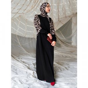 Платье , размер 50-52, черный, коричневый Hayat. Цвет: бежевый/коричневый/черный