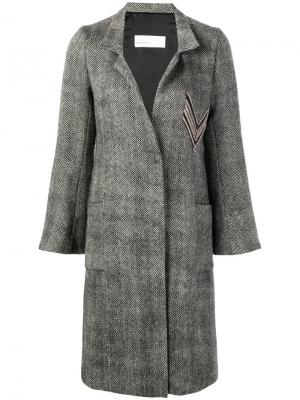 Пальто с узором шеврон Gentry Portofino. Цвет: серый