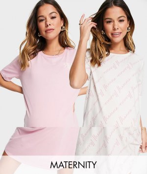 Набор из 2 платьев-футболок для сна розового и кремового цветов -Разноцветный River Island Maternity