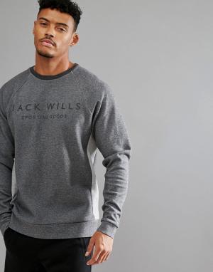 Серый свитер в стиле колор блок с круглым вырезом Jack Wills Sporting Goods. Цвет: серый