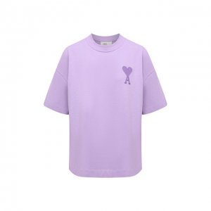 Хлопковая футболка Ami. Цвет: фиолетовый
