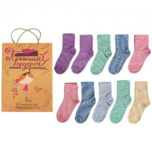 Набор для девочек из 10 пар носков LORENZline микс, размер 16-18. Цвет: синий/розовый/фиолетовый/зеленый/голубой/желтый