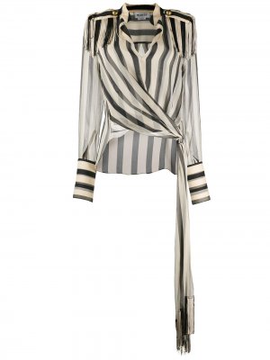 Полосатая блузка Regalia с завязкой-шарфом Monse. Цвет: нейтральные цвета