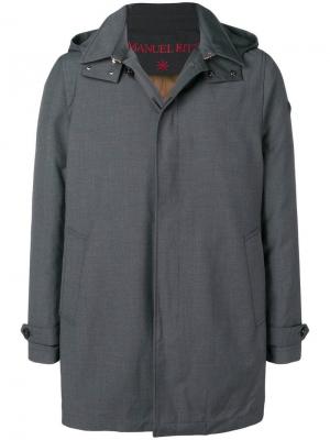 Однобортное пальто с капюшоном Manuel Ritz. Цвет: серый