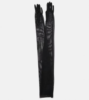 Длинные полупрозрачные сетчатые перчатки. , черный Norma Kamali