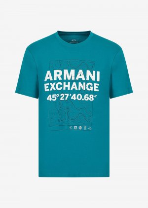 Футболка стандартного кроя , лазурный Armani Exchange