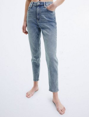 Зауженные джинсы Mom с высокой посадкой в стиле 90-х , синий Calvin Klein