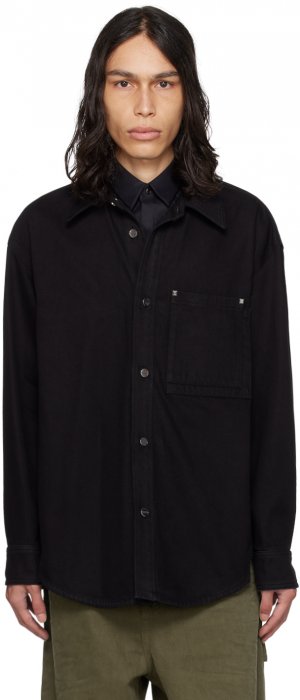 Черная джинсовая рубашка с вышивкой Wooyoungmi