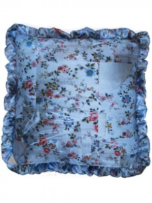 Подушка с цветочным принтом и оборками Preen By Thornton Bregazzi. Цвет: синий