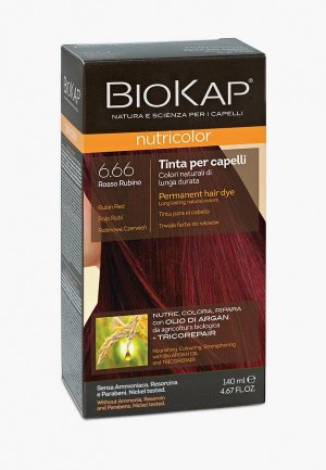 Краска для волос Biokap рубиново-красный 6.66, 140 мл. Цвет: бордовый