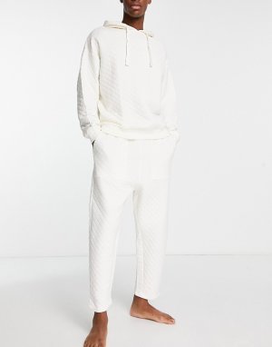 Стеганый пижамный комплект для дома белого цвета с худи и джоггерами -Белый ASOS DESIGN