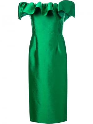 Платье с оборками Greta Constantine. Цвет: зелёный