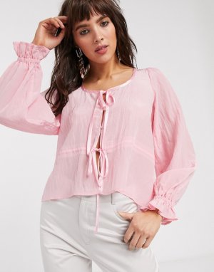 Блузка с завязкой -Розовый цвет Lost Ink