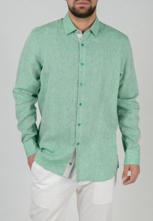 Льняная рубашка STEFANO BELLINI. Цвет: зеленый