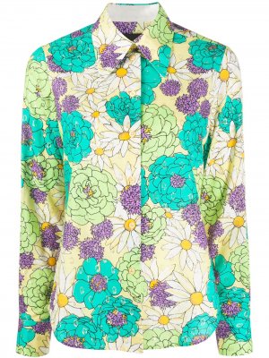 Рубашка с цветочным принтом и эффектом металлик Marc Jacobs. Цвет: зеленый