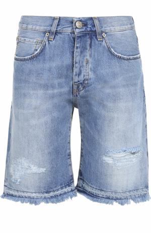 Джинсовые шорты с необработанным краем 2 Men Jeans. Цвет: синий