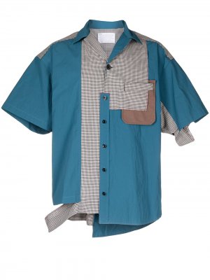 Check-print panelled shirt Kolor. Цвет: синий