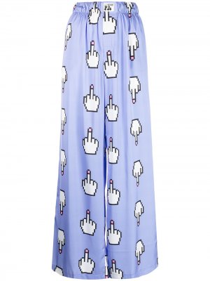 Широкие брюки Pixel Middle Finger Natasha Zinko. Цвет: фиолетовый