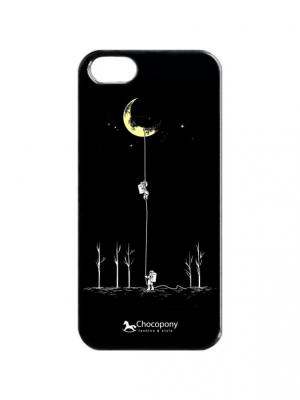 Чехол для iPhone 5/5s  Космонавты ловят луну Chocopony. Цвет: черный