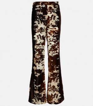 Расклешенные брюки из бархата с принтом ACNE STUDIOS, коричневый Studios