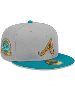 Мужская серо-бирюзовая приталенная шляпа Atlanta Braves 59FIFTY NEW ERA