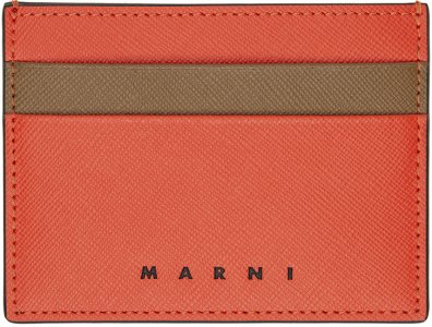 Оранжево-коричневый визитница с цветными блоками Marni
