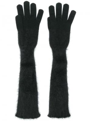 Трикотажные перчатки с логотипом Cruciani. Цвет: черный
