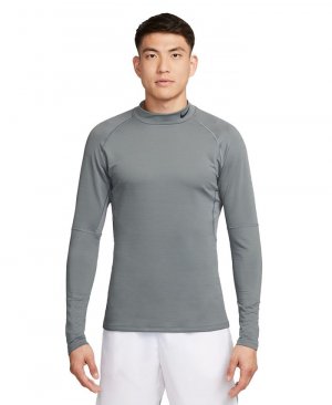 Мужская рубашка для фитнеса Pro Slim-Fit Dri-FIT с воротником-стойкой и длинными рукавами , серый Nike