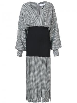 Платье в ломаную клетку с бахромой Wanda Nylon. Цвет: чёрный