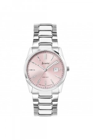 Классические аналоговые кварцевые часы из нержавеющей стали для женщин на каждый день — 74003 , розовый Accurist