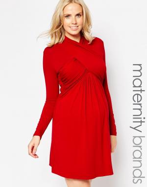 Платье для беременных с запахом спереди Ashwell Isabella Oliver. Цвет: бордовый