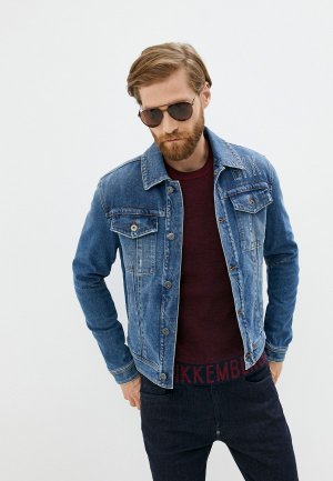 Куртка джинсовая Bikkembergs. Цвет: синий