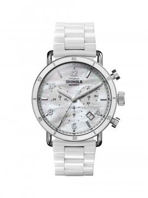 Спортивные часы Canfield из нержавеющей стали и керамики с хронографом/40 мм , белый Shinola