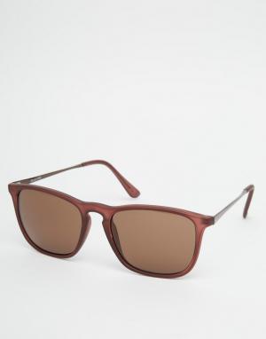 Квадратные солнцезащитные очки Selected Homme. Цвет: коричневый
