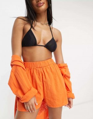 Оранжевые текстурированные пляжные шорты ASOS